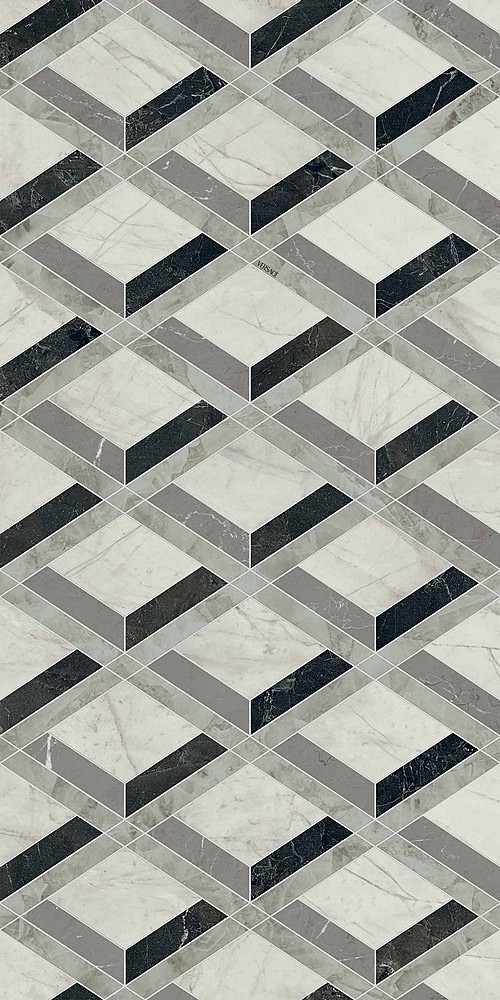 PF60014145 Tarsia Lozenge Nero Deco Lux 3D Rett 60x120 Versace (Gardenia Orchidea)