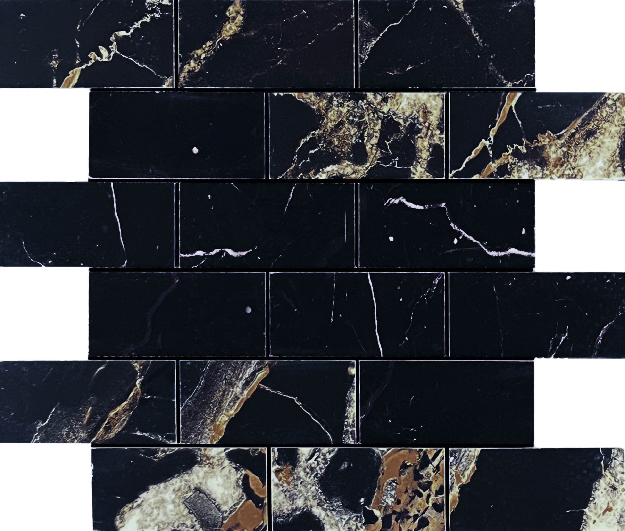 Mosaic Alcantro Nero Brick bone 34.6x29.7 Velsaa