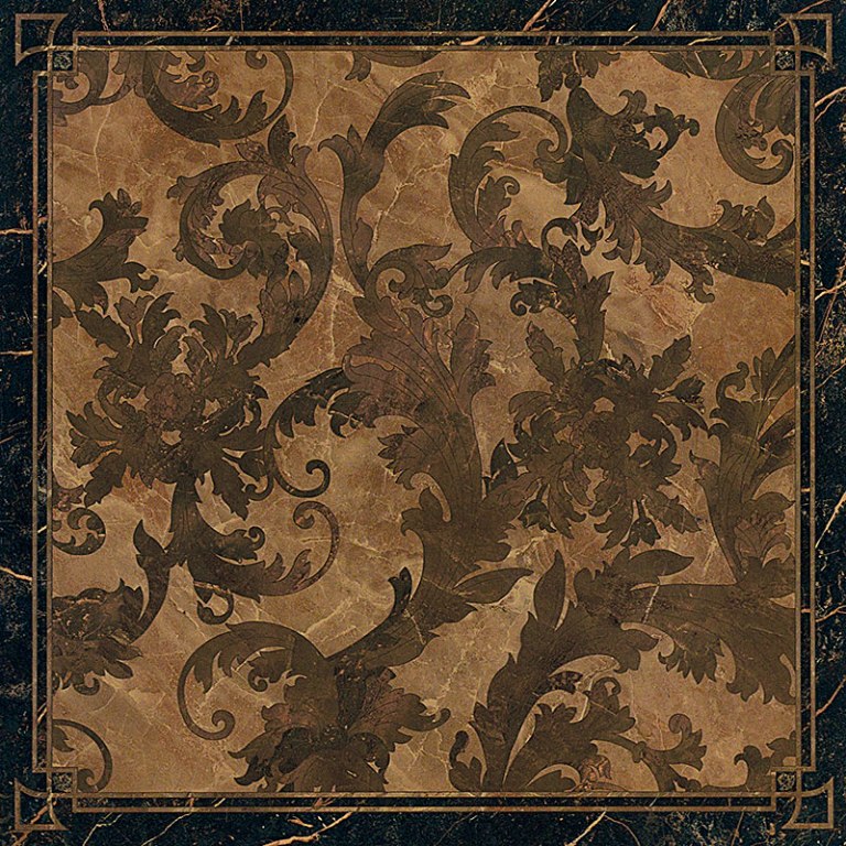 240073 MARBLE CASSETTONE FOGLIA NERO RETTIFICATO LAPPATO 58,5x58,5 Versace (Gardenia Orchidea)
