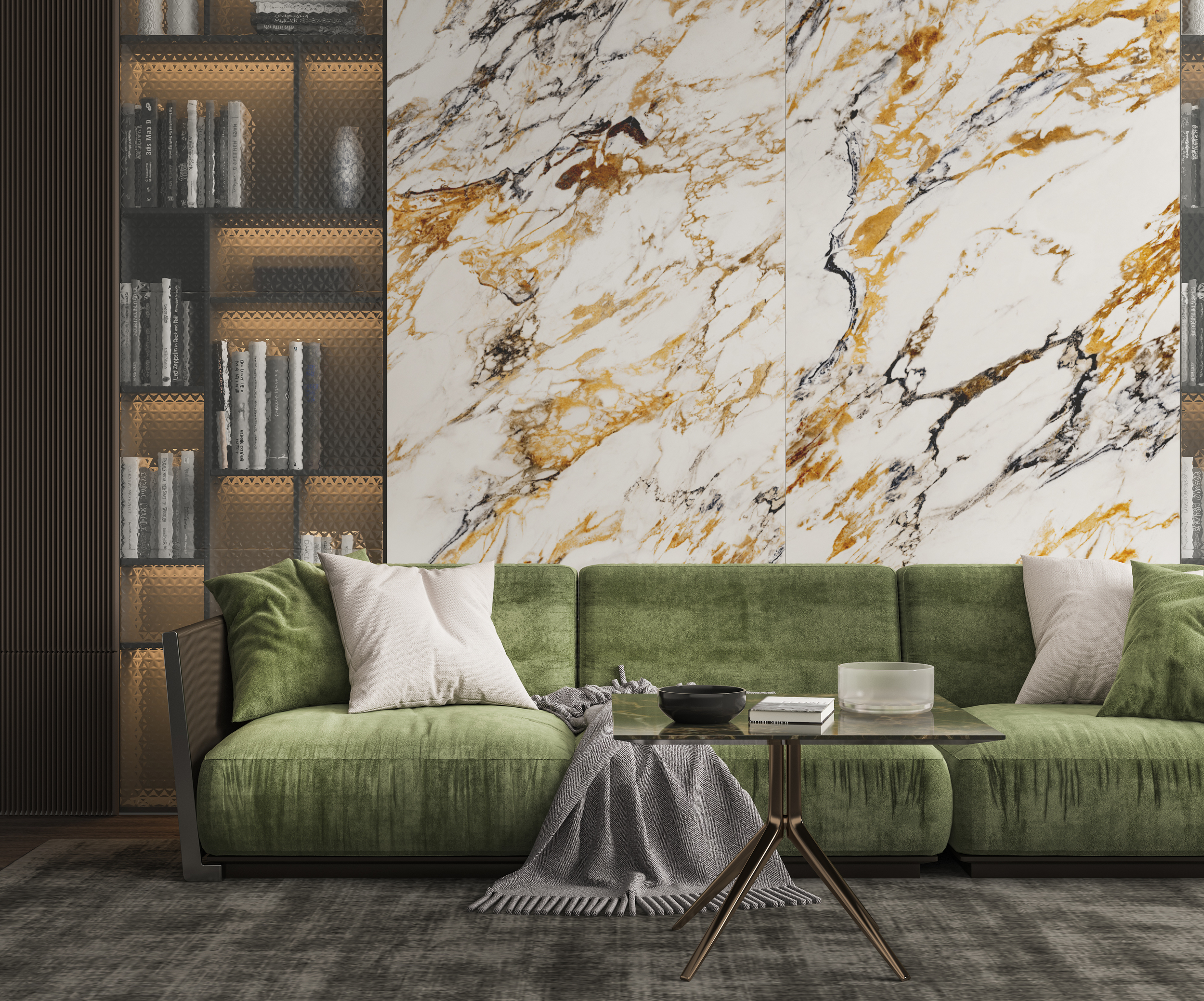 Hermes Golden Rimmed White Polished Спеченный камень 1200x2700x6 Delfone фото 4