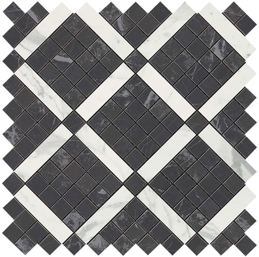 9MVH Marvel Noir Mix Diagonal Mosaic 30.5x30.5 Atlas Concorde