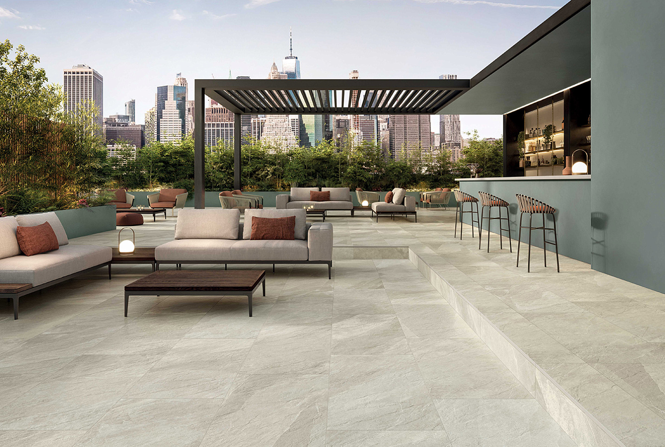 SL05BAR Shale Dark Ribbed Sq 60x120 Italgraniti