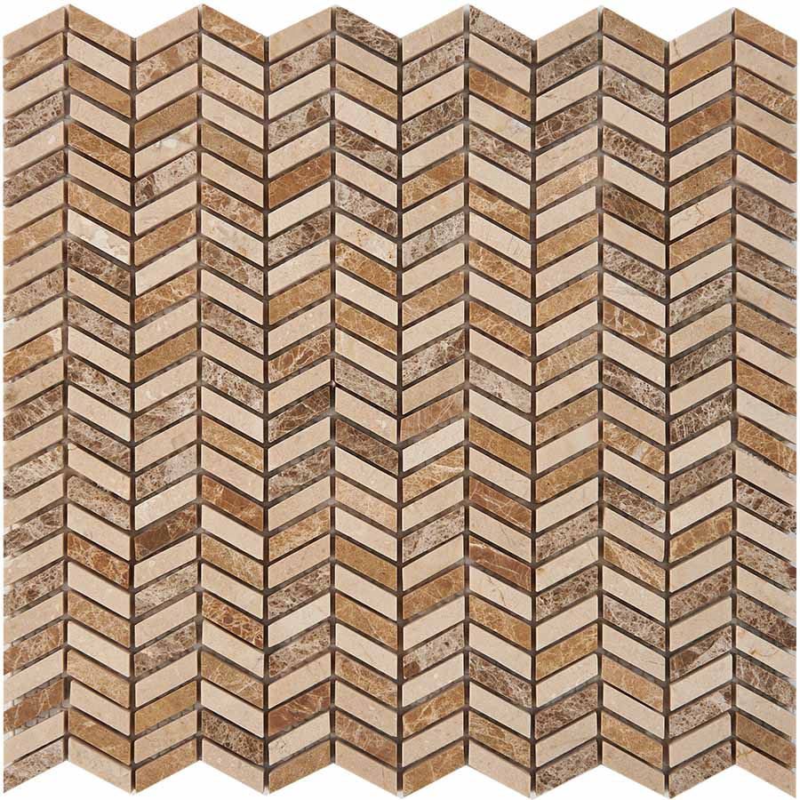PIX289 Light Emperador, Cream marfil из мрамора полированная 27x10 298х307x8 Pixmosaic