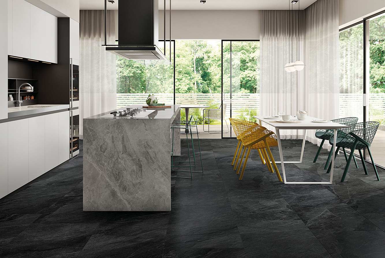 SL05BAR Shale Dark Ribbed Sq 60x120 Italgraniti