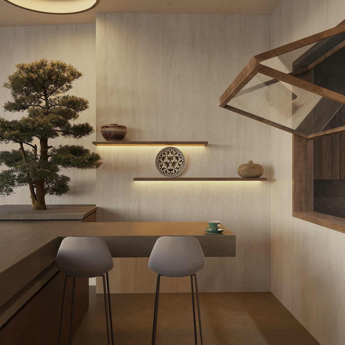 Cave Stone Beige White Спеченный камень 1200x2700x6 Delfone фото 14