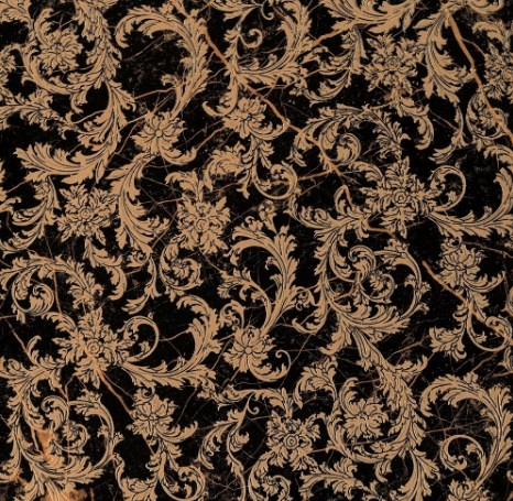 240703 Marble MODULO BAROCCHINO NERO 58,5x58,5 Versace (Gardenia Orchidea)