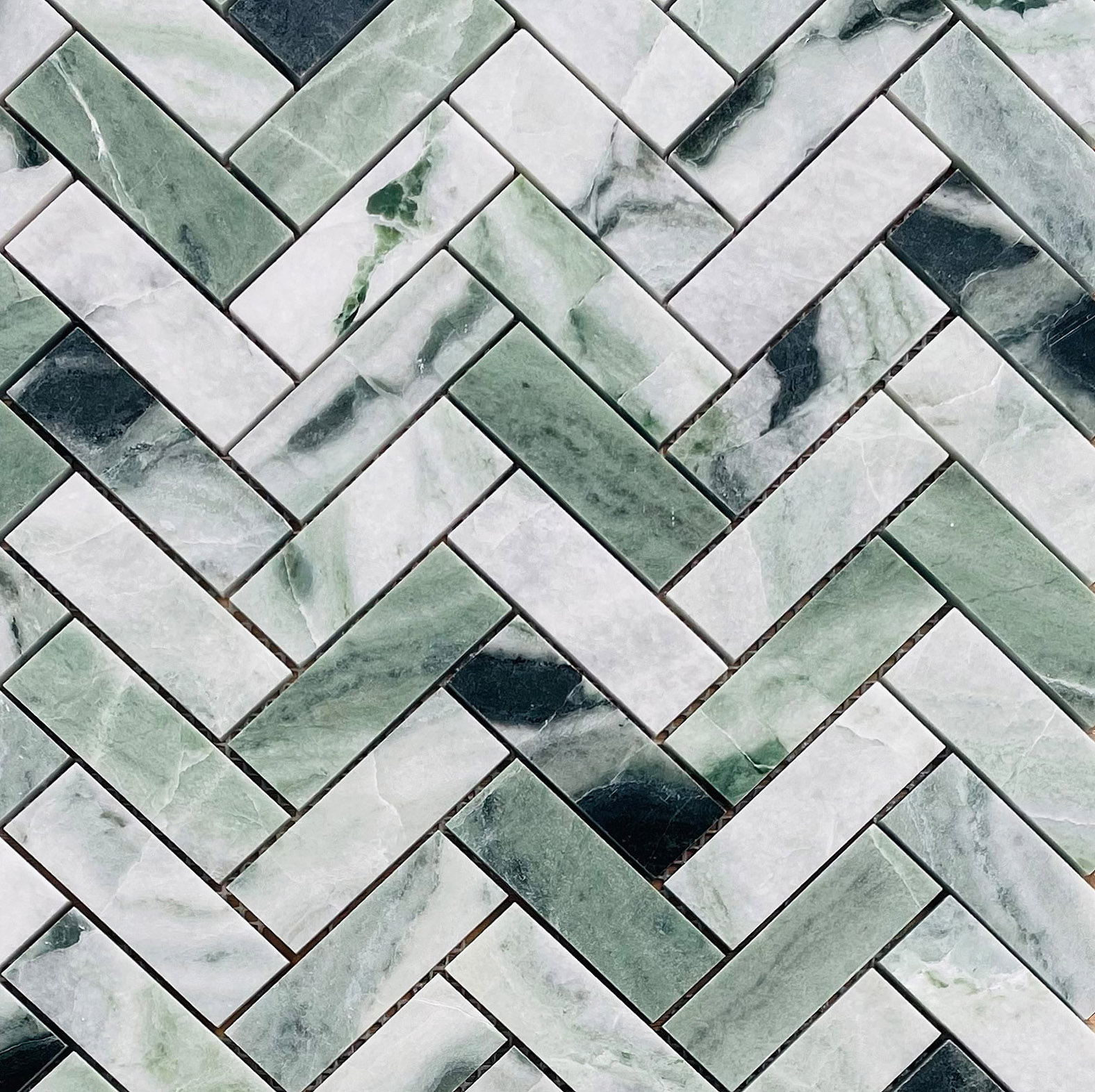 Onice Verde oliva POL fish 23x73x7 317x282 Caramelle Mosaic