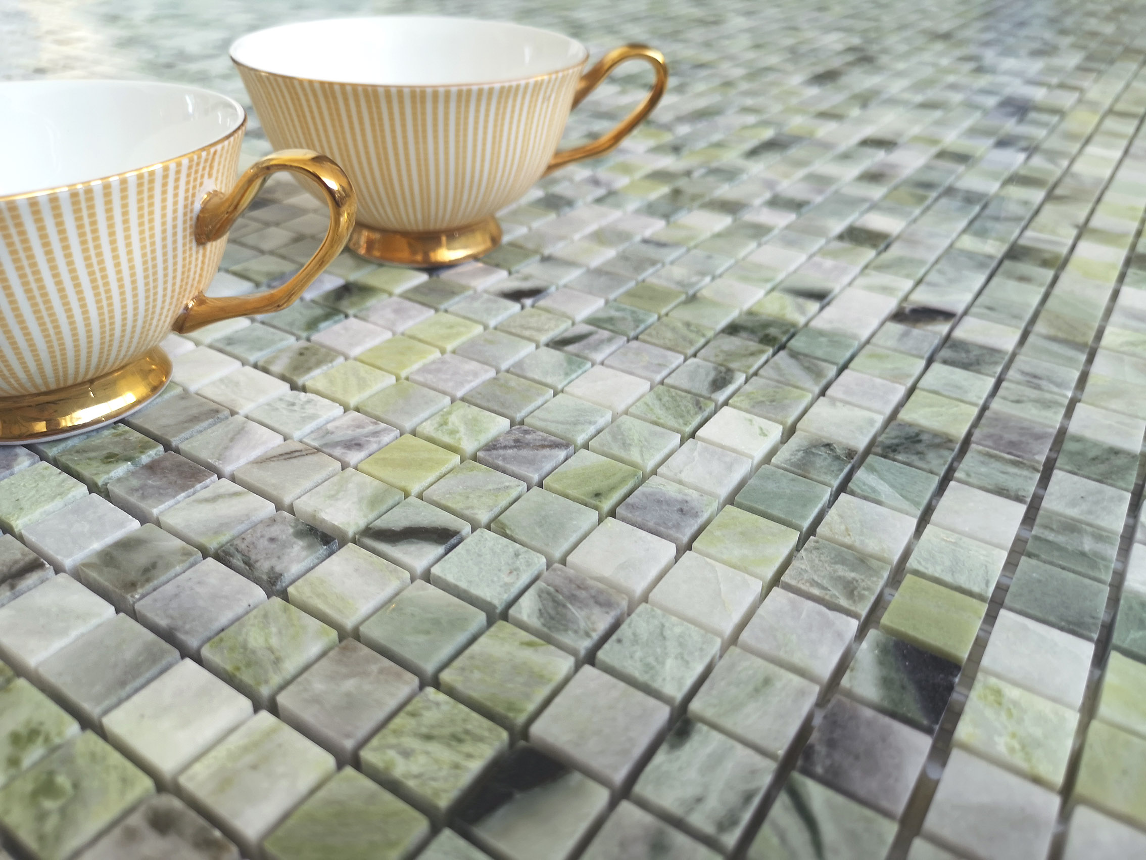Pietrine Onice Jade Bianco POL 2.3x2.3 29.8x29.8 Caramelle Mosaic фото 4