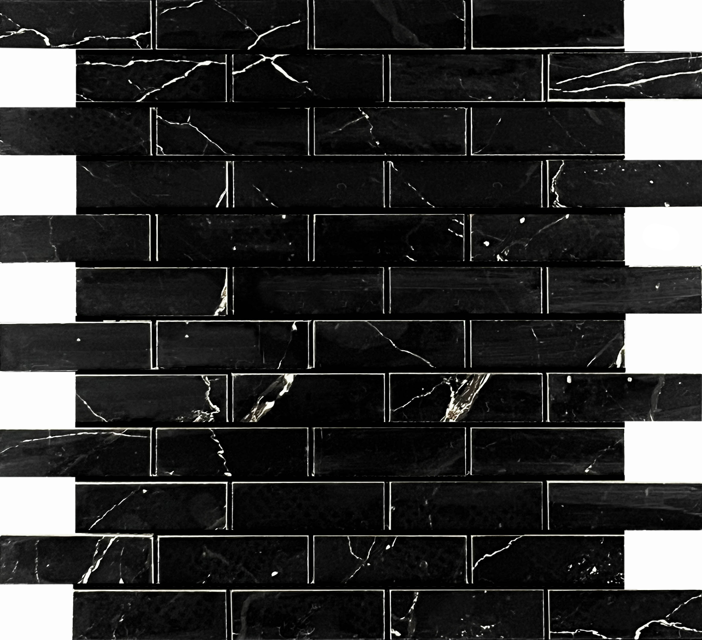 Mosaic Estrada Nero Brick bone 32.1x29.9 Velsaa