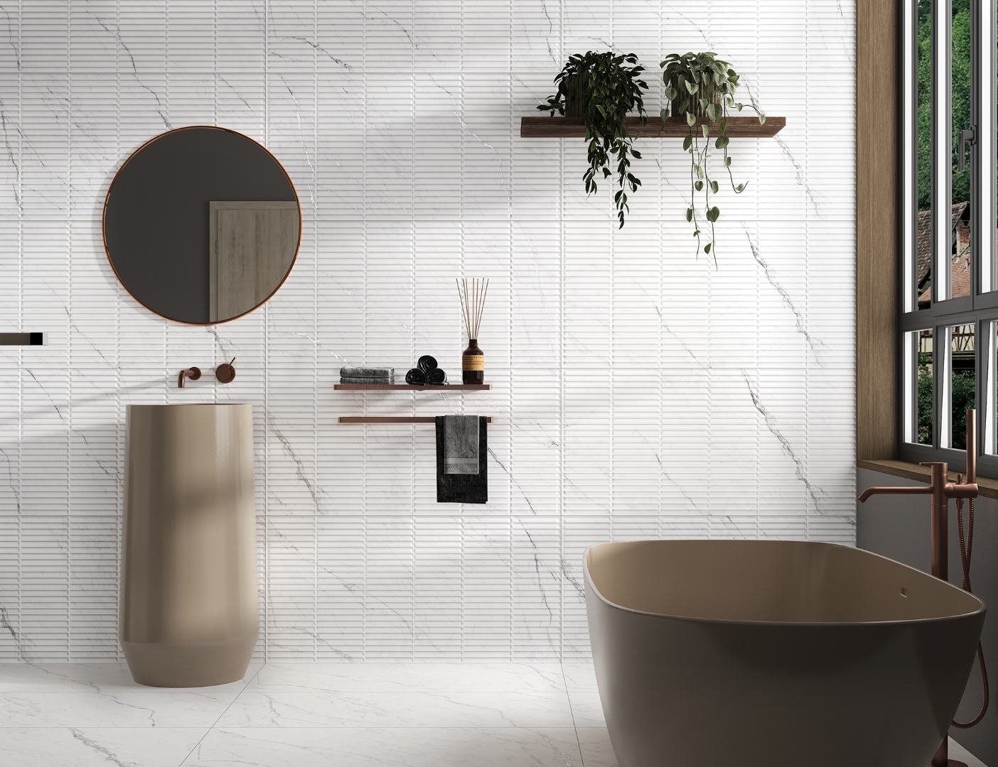 CP4003-D Coralina White Decor Carving Pro Punch 60x120 Arcadia Ceramica