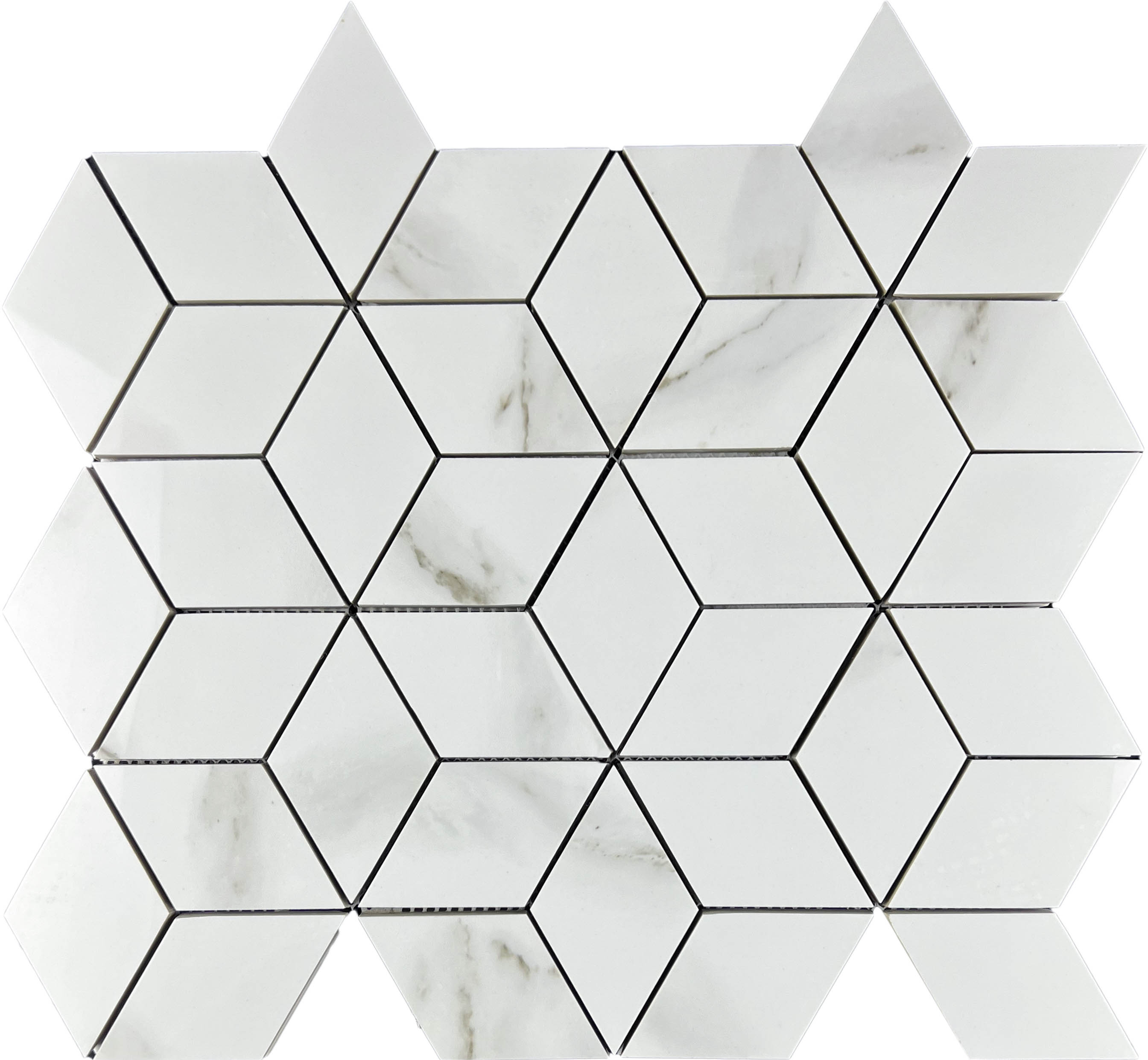 Mosaic Statuario Eva 3d diamond 37.1x34.7 Velsaa