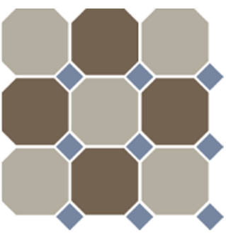 4401+29 OCT11-A Beige 01 Coffe Brown 29 OCTAGON/Blue Cobalt 11 Dots (лист 30х30 9 штук+вставки) Top Cer