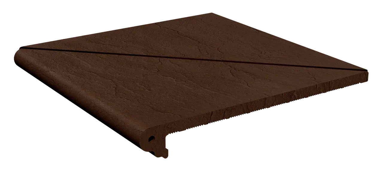 Ступень угловая (распил из двух половин) Шоколад 330x330x14 Натуральный Клинкер