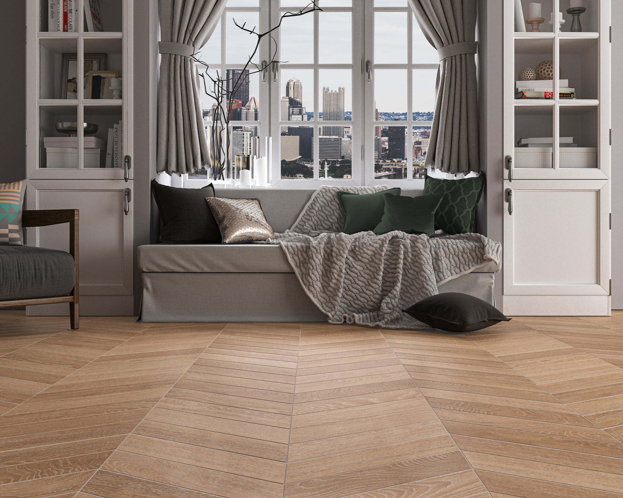 Chevron Ancona Chocolat 8x40 Ecoceramic