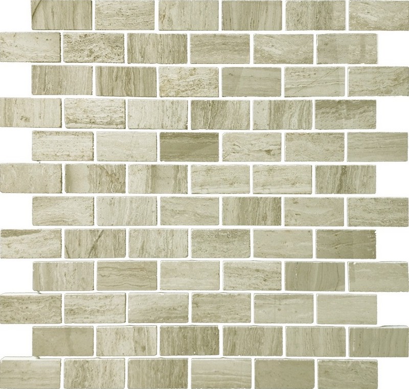Pietrine Travertino Silver POL 2.3x4.8 - толщ. 4 мм 29.8x29.8 Caramelle Mosaic