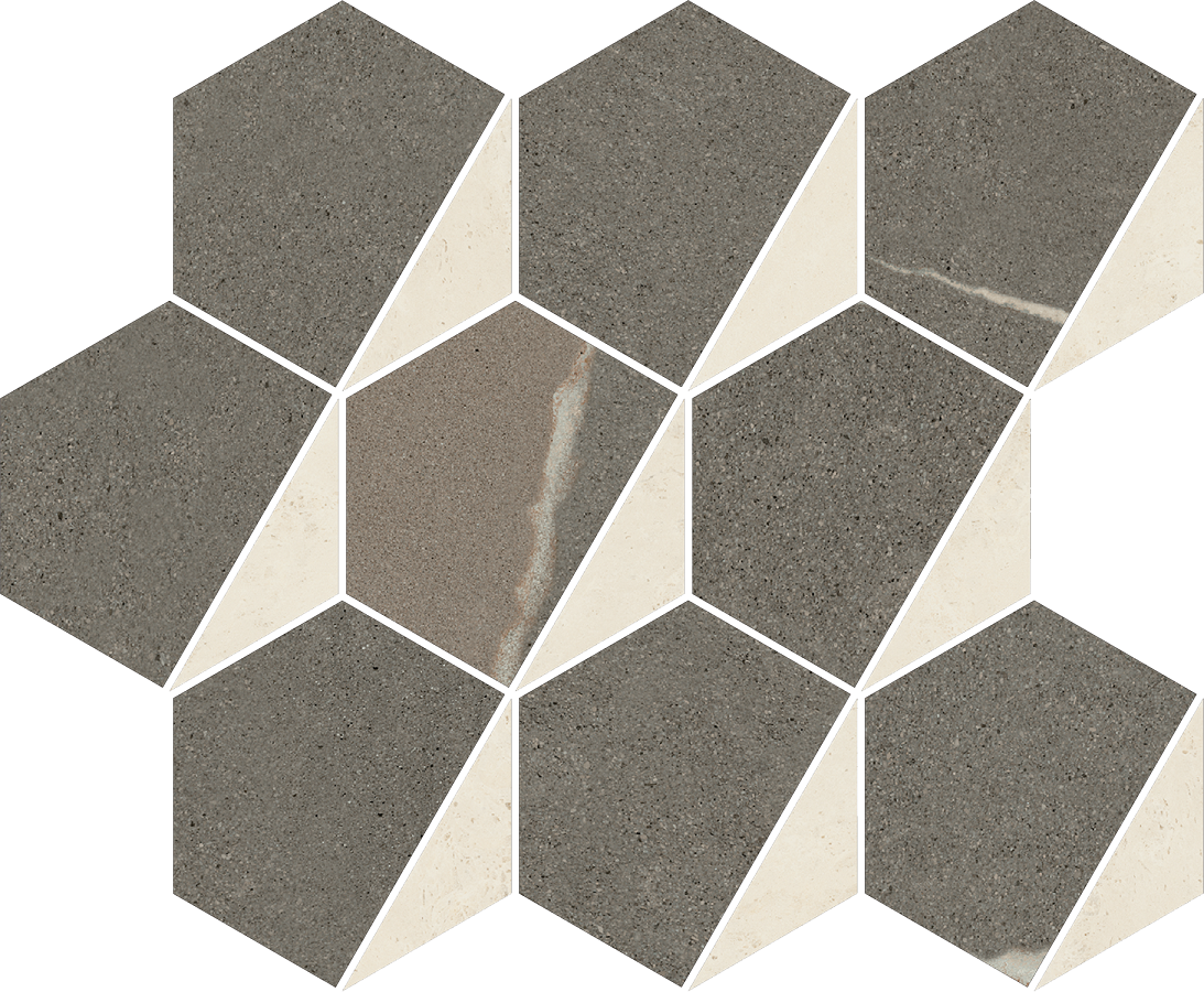 620110000160 Metropolis Mosaico Hexagon Warm Nat 25.4x31 Italon