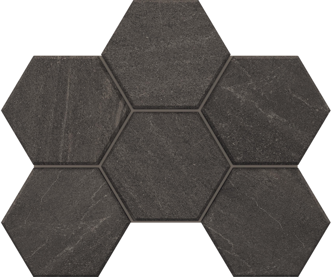 Мозаика GB03 Gabbro Hexagon неполированная 25x28.5 Estima