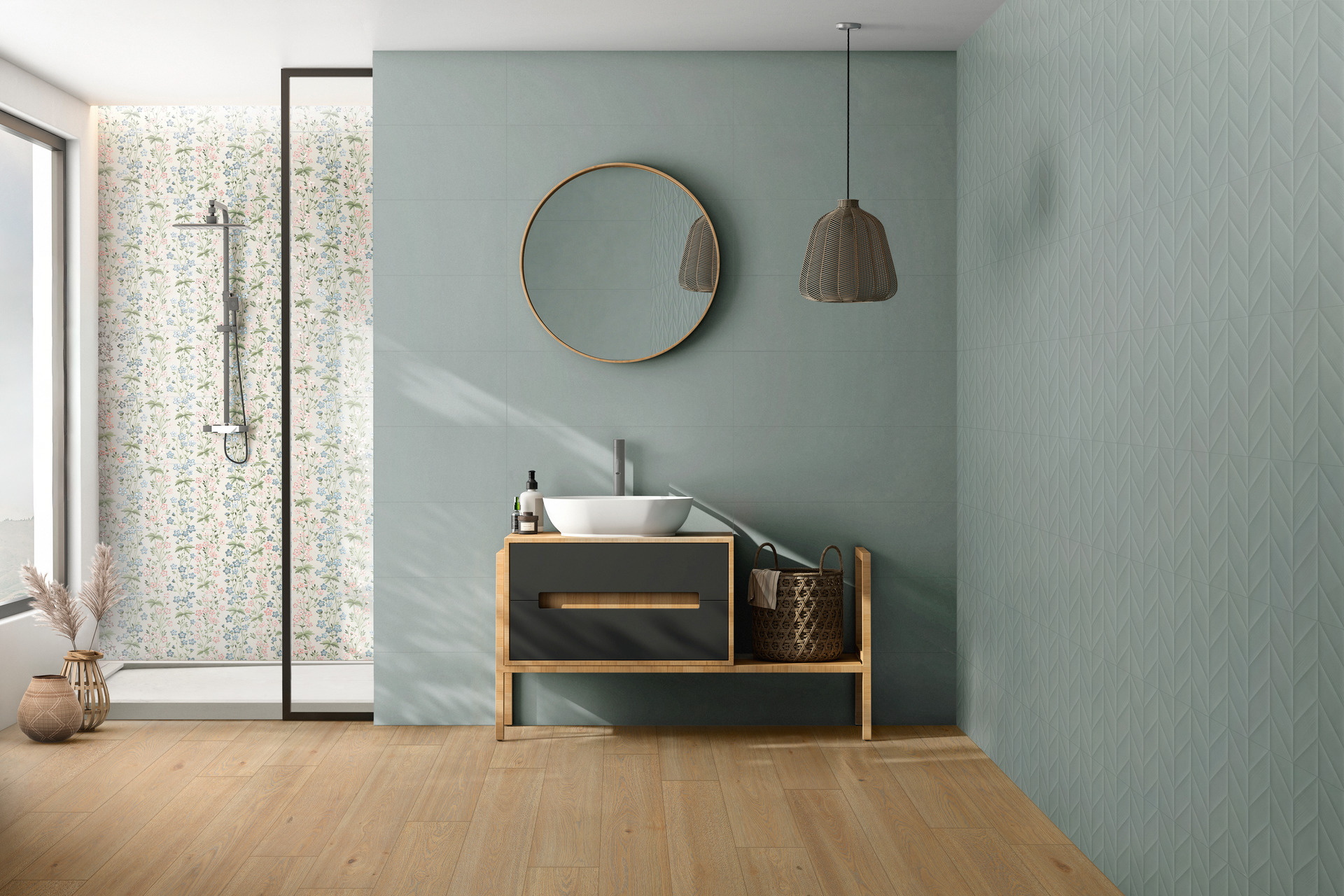 MP84 Flora Verde Struttura Spike 3D Rett 30x90 MARAZZI Italy