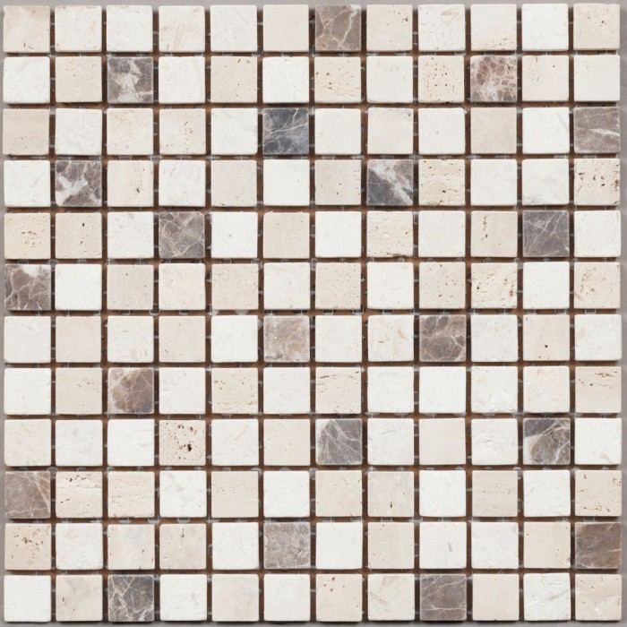 DAO-03 Travertine, Dark Emperador камень+травертин 2.3х2.3 30х30 DAO