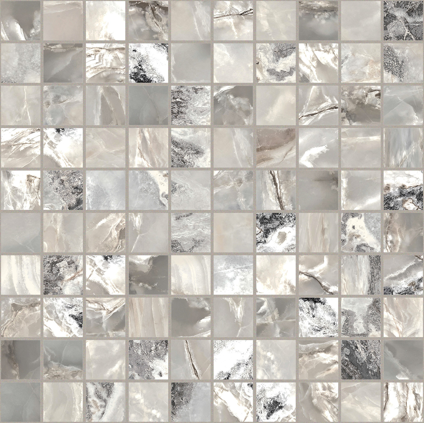 767658 Onyx&More Silver Blend Glossy Mosaico 3x3 30x30 Casa Dolce Casa