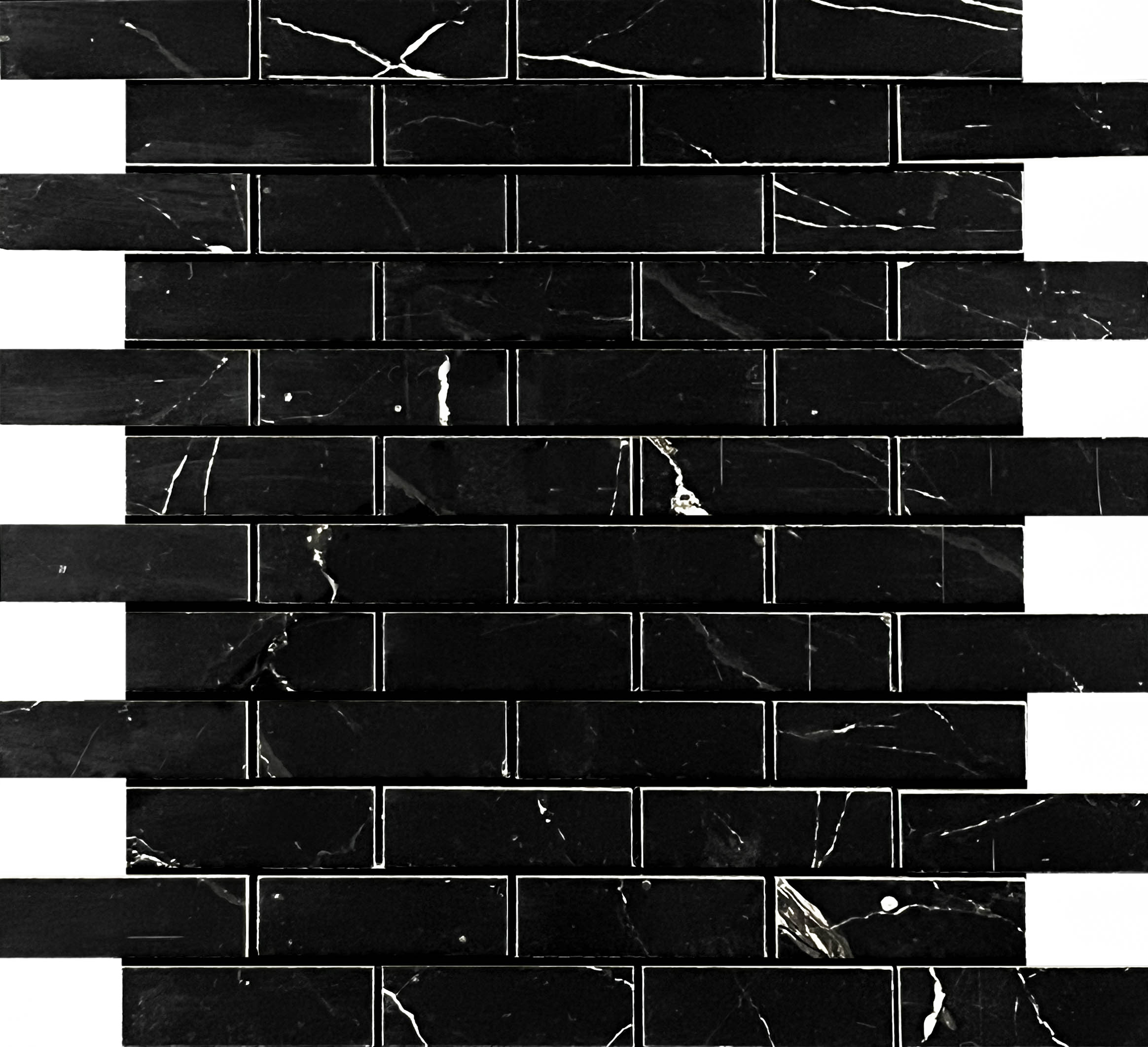 Mosaic Estrada Nero Brick bone 32.1x29.9 Velsaa