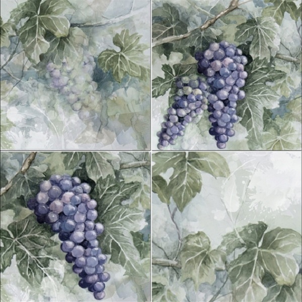 Monocolor Set Acuarela Uvas A (4pzs) 10х10 Absolut Keramika