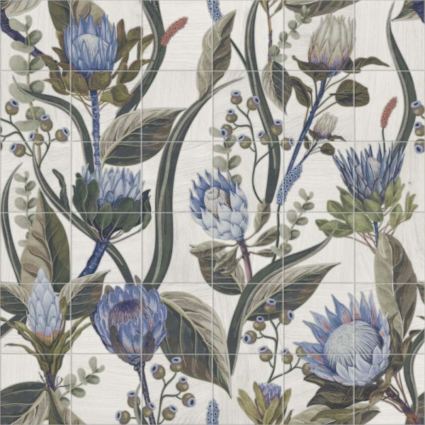 Mural Blue Leaves 20x20 (комп/36шт) Mainzu