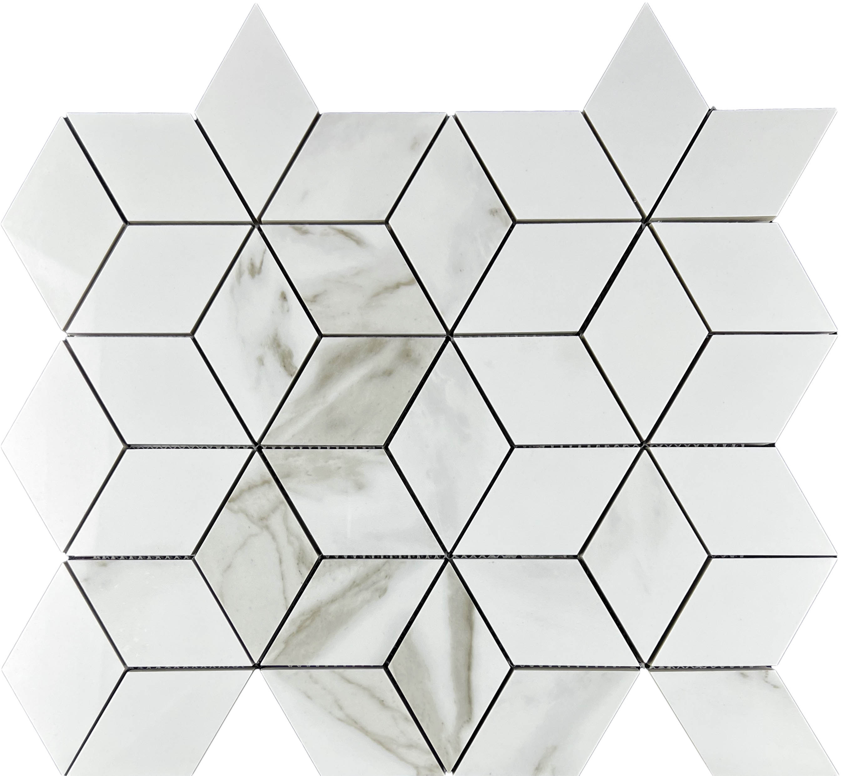 Mosaic Statuario Eva 3d diamond 37.1x34.7 Velsaa