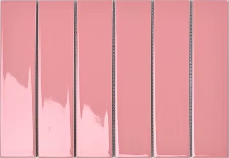 Y45P343 Strip Розовая глянцевая 4.5x19.5 28.8x19.5 Porcelain mosaic