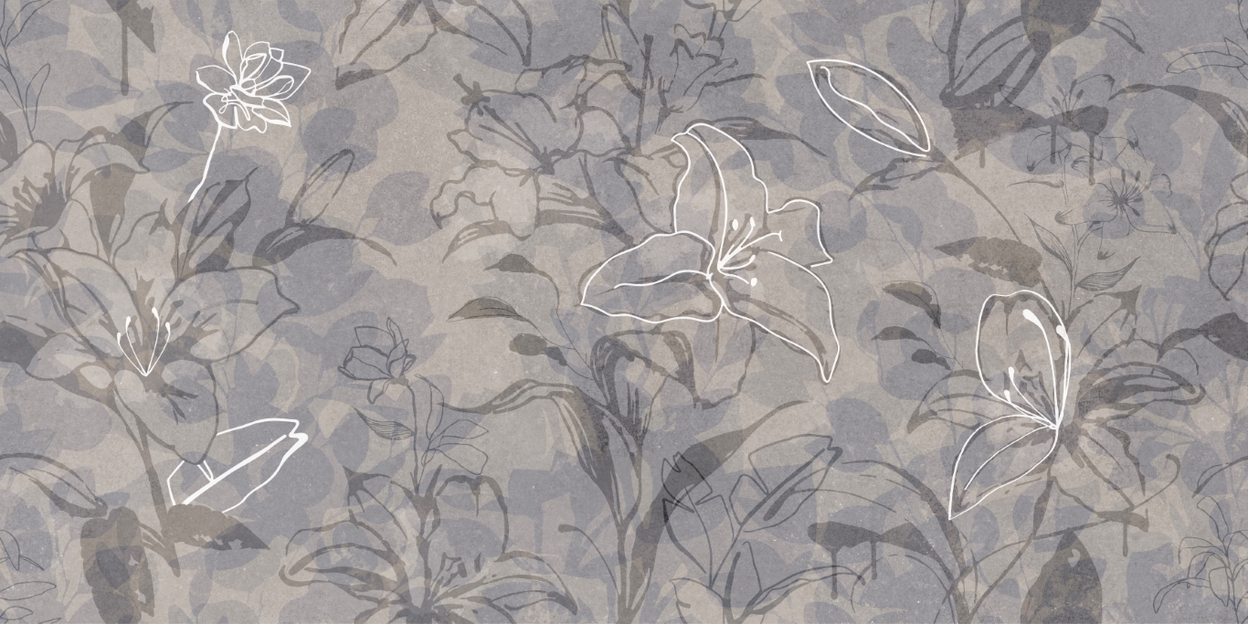 17551 Floresta цветы синий ректификат 60x120 Meissen