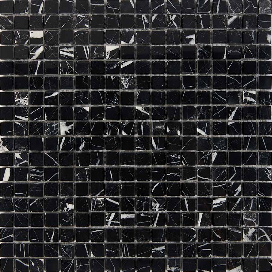 PIX250 Black majesty из мрамора полированная 15x15 305х305x4 Pixmosaic
