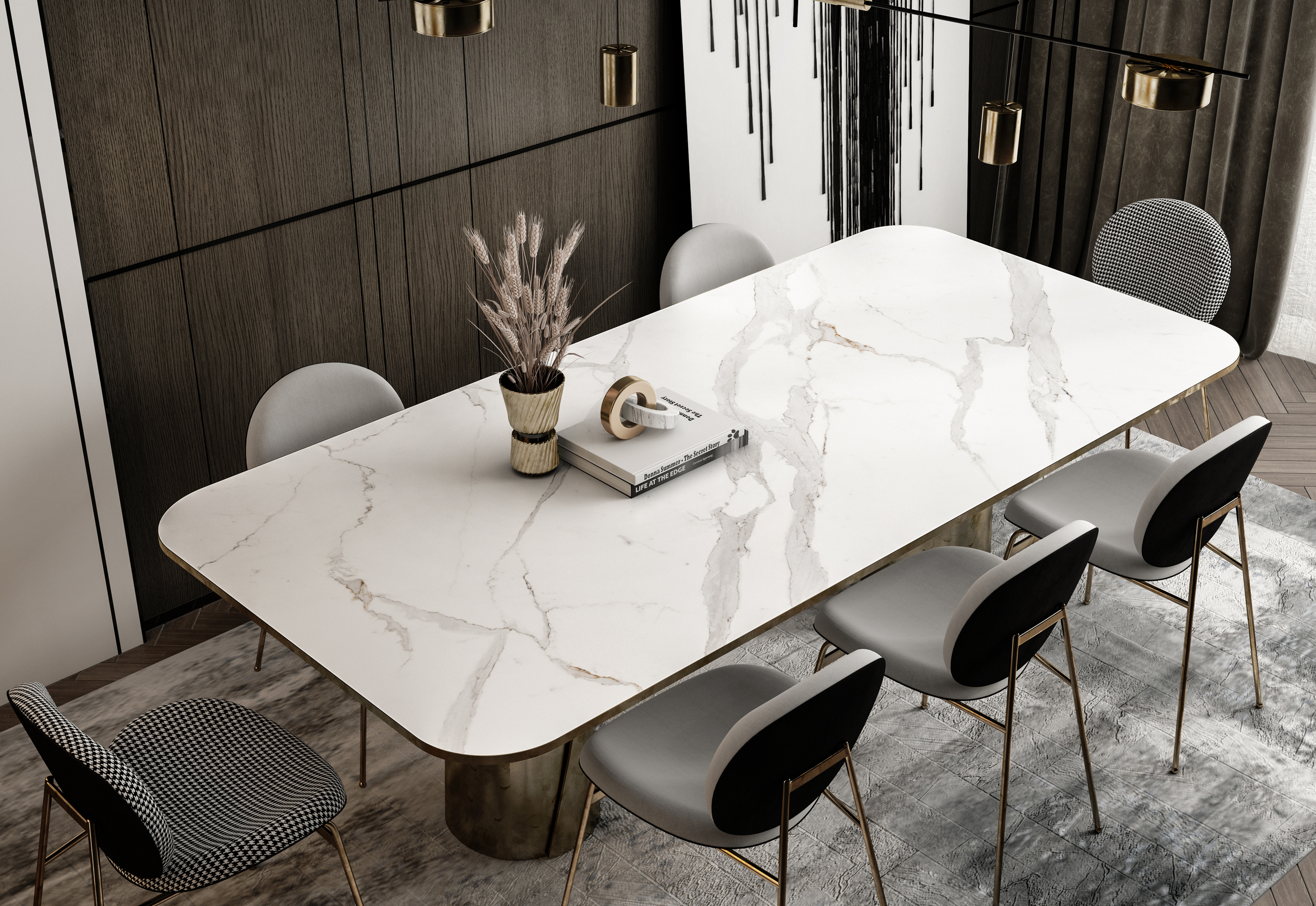 Saint Blanc Calacatta Matt Спеченный камень 1600x3200x6 Delfone фото 5