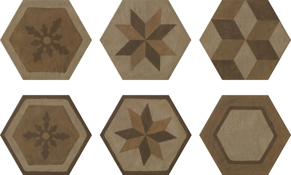 173063 GEA ESSAGONA DECORO COLORI Caldi 40.9x47.2 Settecento