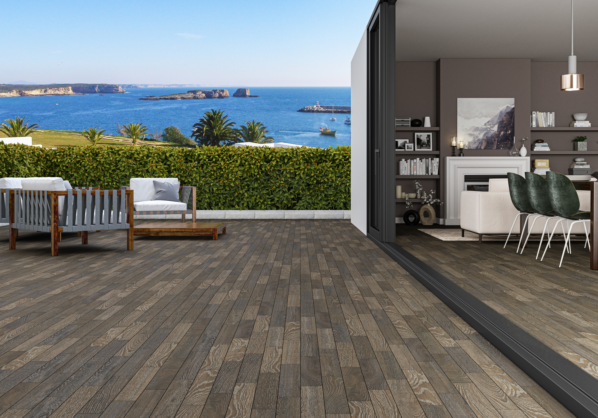 Chevron Ancona Chocolat 8x40 Ecoceramic