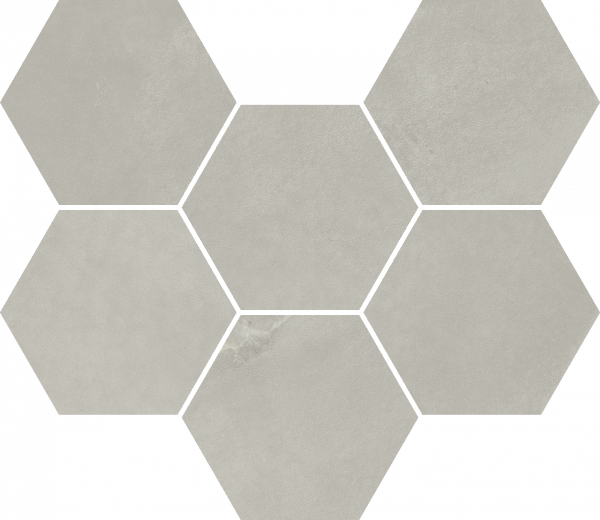 620110000188 Continuum Silver Mosaico Hexagon 25x29 Italon