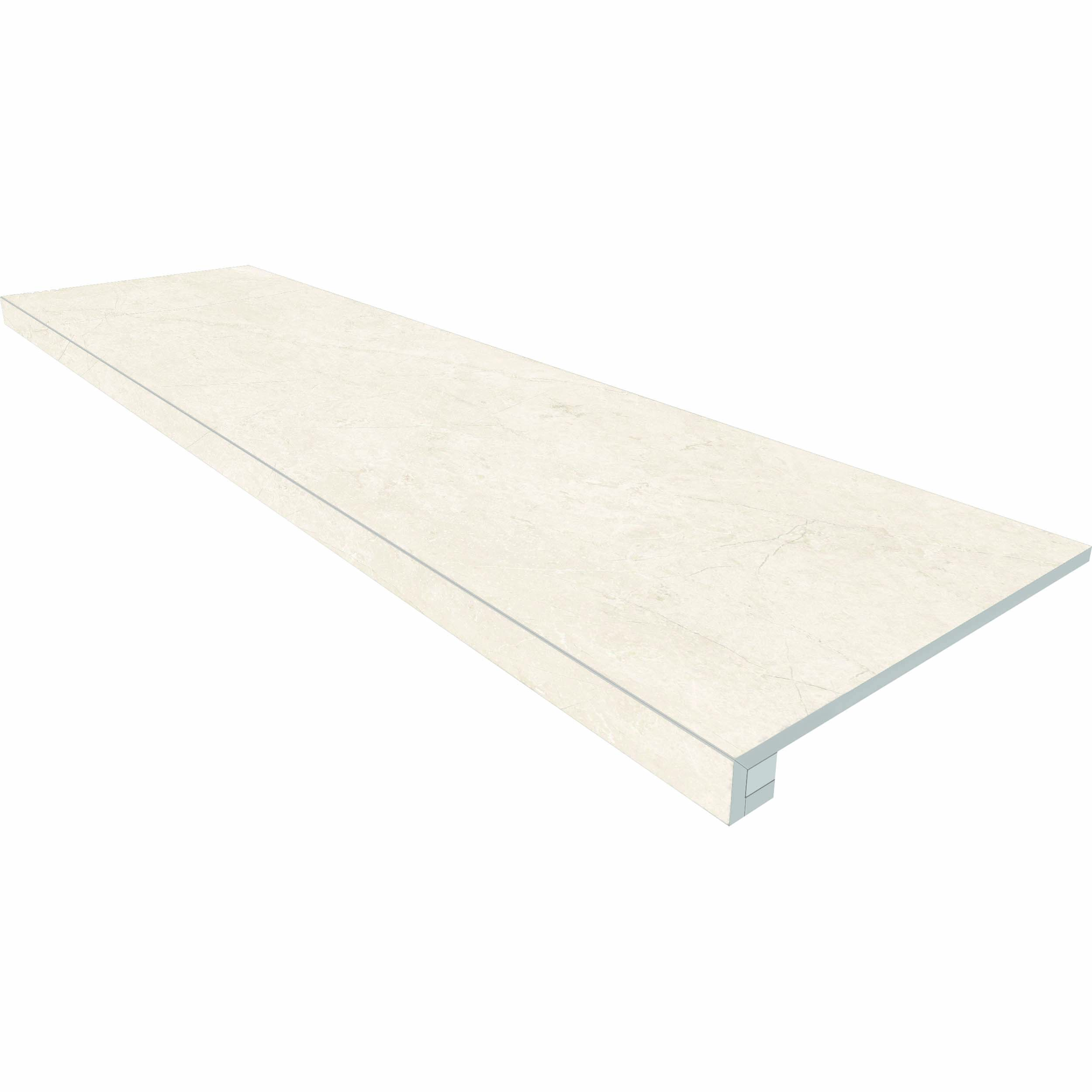 Комплект MA00 Marmulla Слоновая кость (Ступень 33x120x9 Неполированный прямоугольный бортик без насечек + Подступенок 14,5x120х9) Ametis by Estima