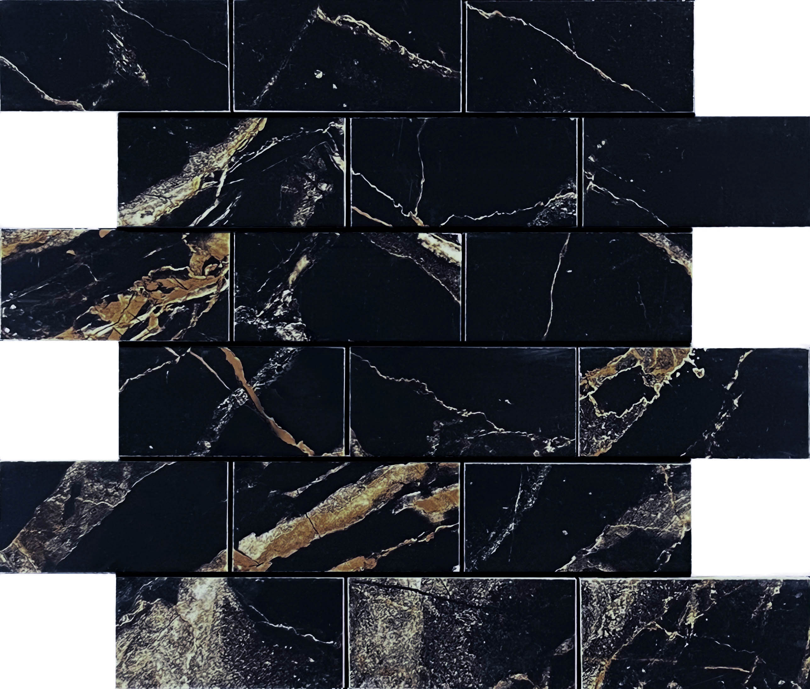 Mosaic Alcantro Nero Brick bone 34.6x29.7 Velsaa
