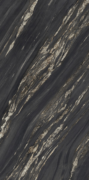 UM6L300674 TROPICAL BLACK Lucidato Shiny 6mm 300x150 Ariostea