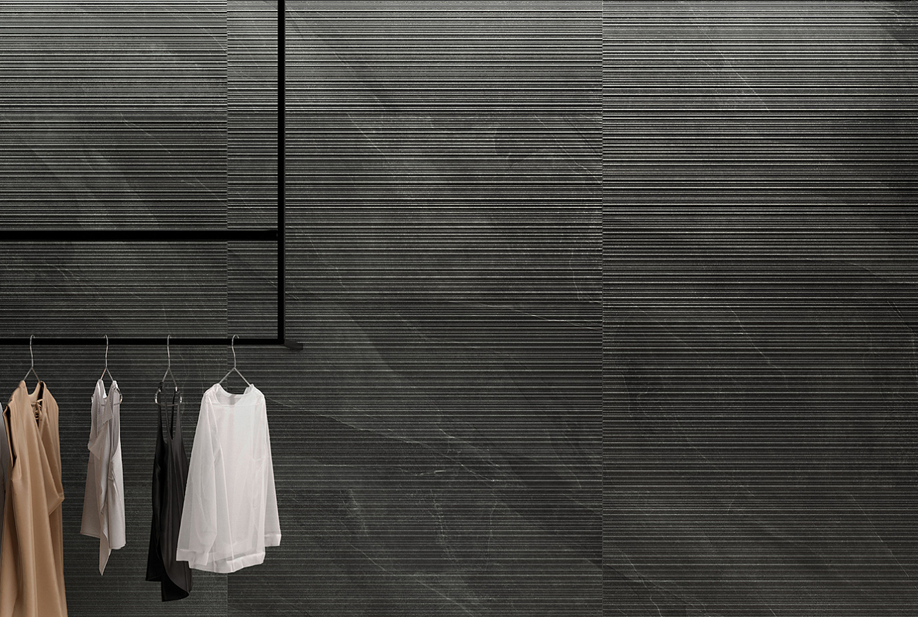 SL05BAR Shale Dark Ribbed Sq 60x120 Italgraniti