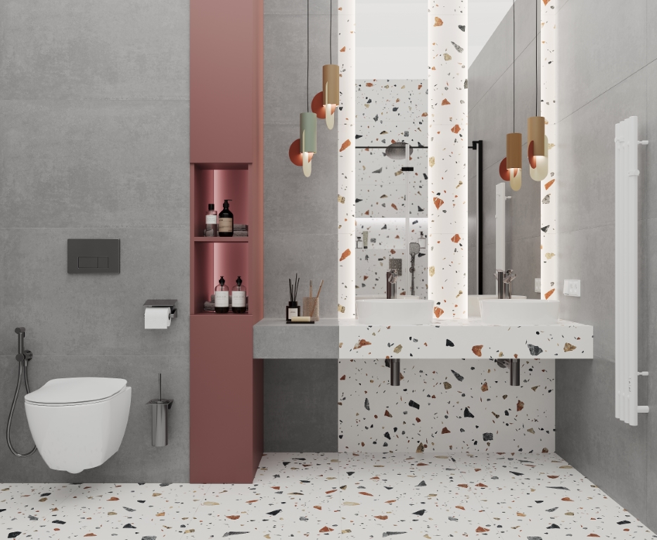 Terazzo Bianco цветной матовый карвинг 60х120 Laparet