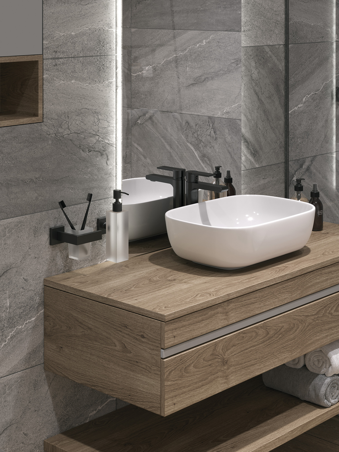 17018 Castello Темно-серый рельеф ректификат 44,8x89,8 Cersanit фото 14