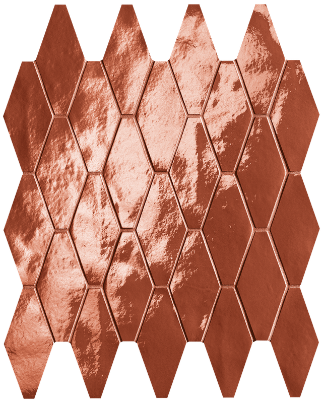 fRXE Glim Rosso Cuore Rombi Mosaico Brillante 31x35,5 FAP Ceramiche