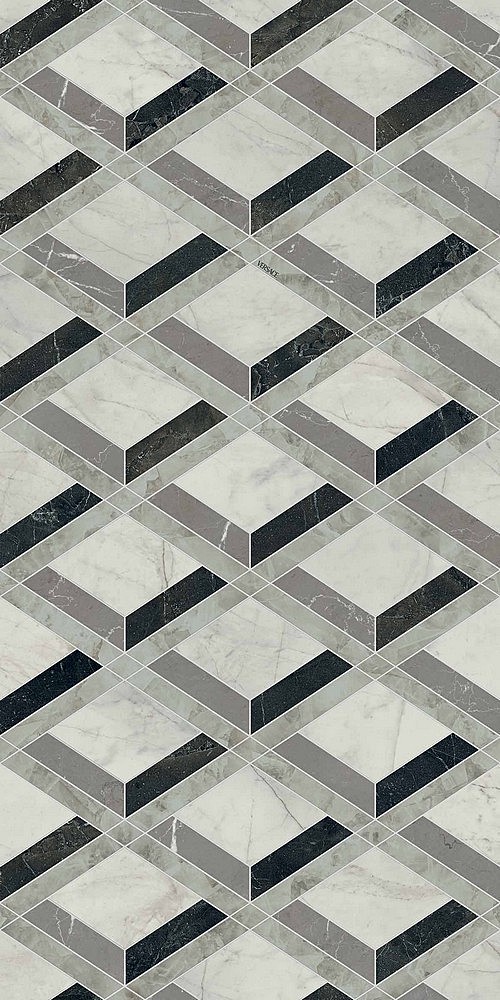 PF60014145 Tarsia Lozenge Nero Deco Lux 3D Rett 60x120 Versace (Gardenia Orchidea)