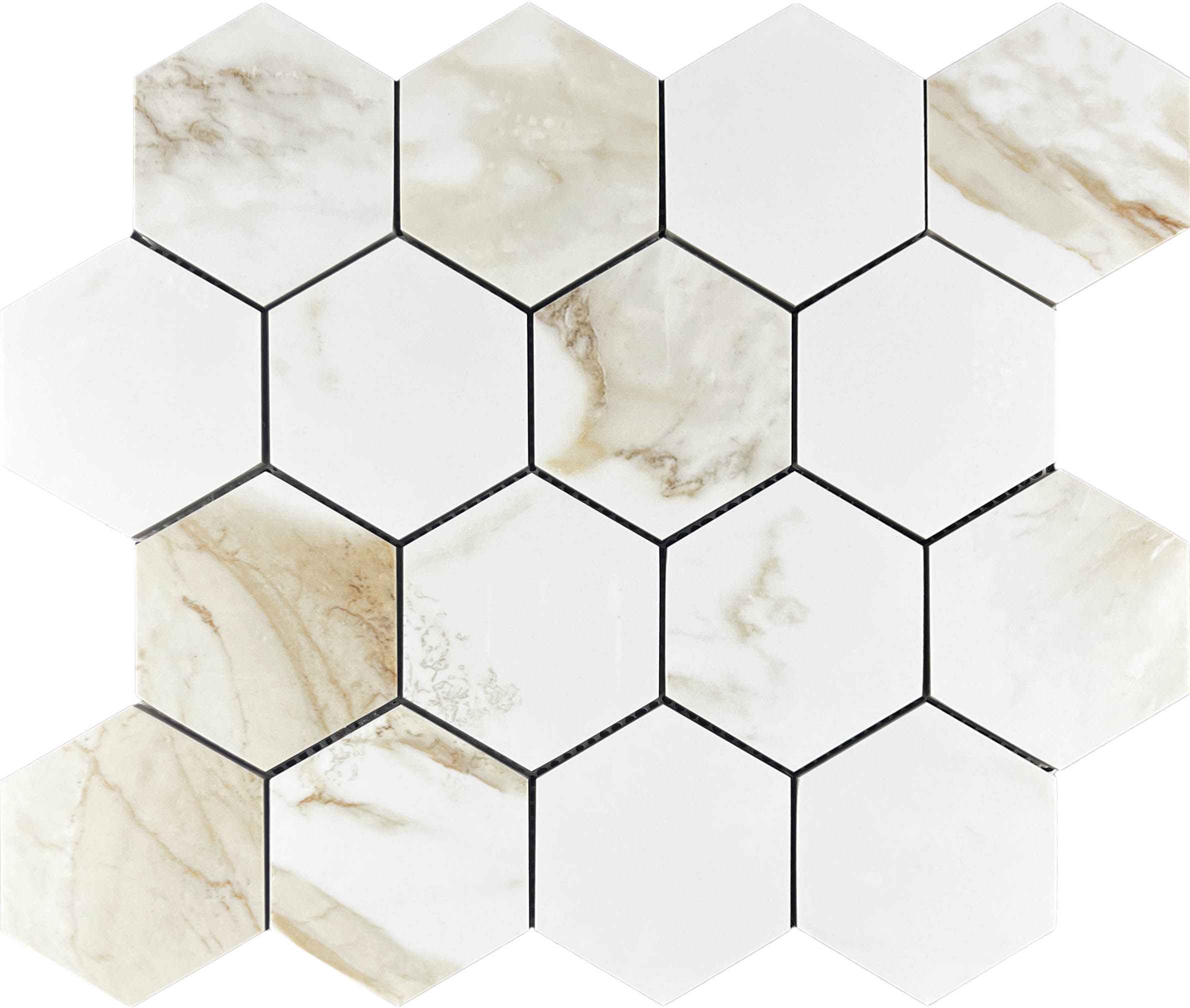 Mosaic Calacata Paonazzo 78 Hexagone 28x33 Velsaa