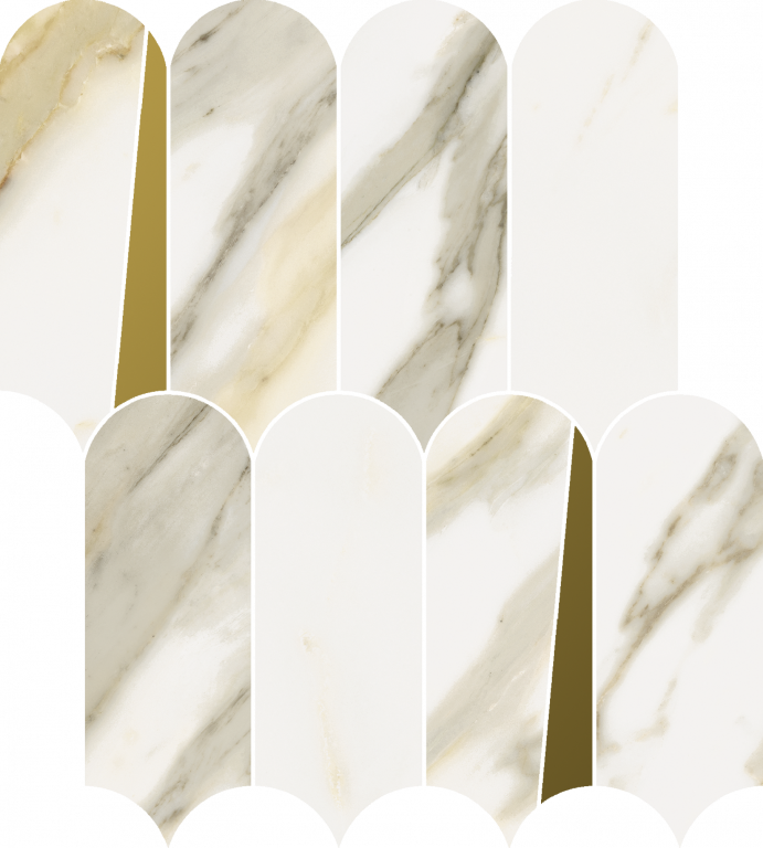 620110000230 Stellaris Calacatta Gold Mosaico Elegant Lux 32.5x36.1 Italon