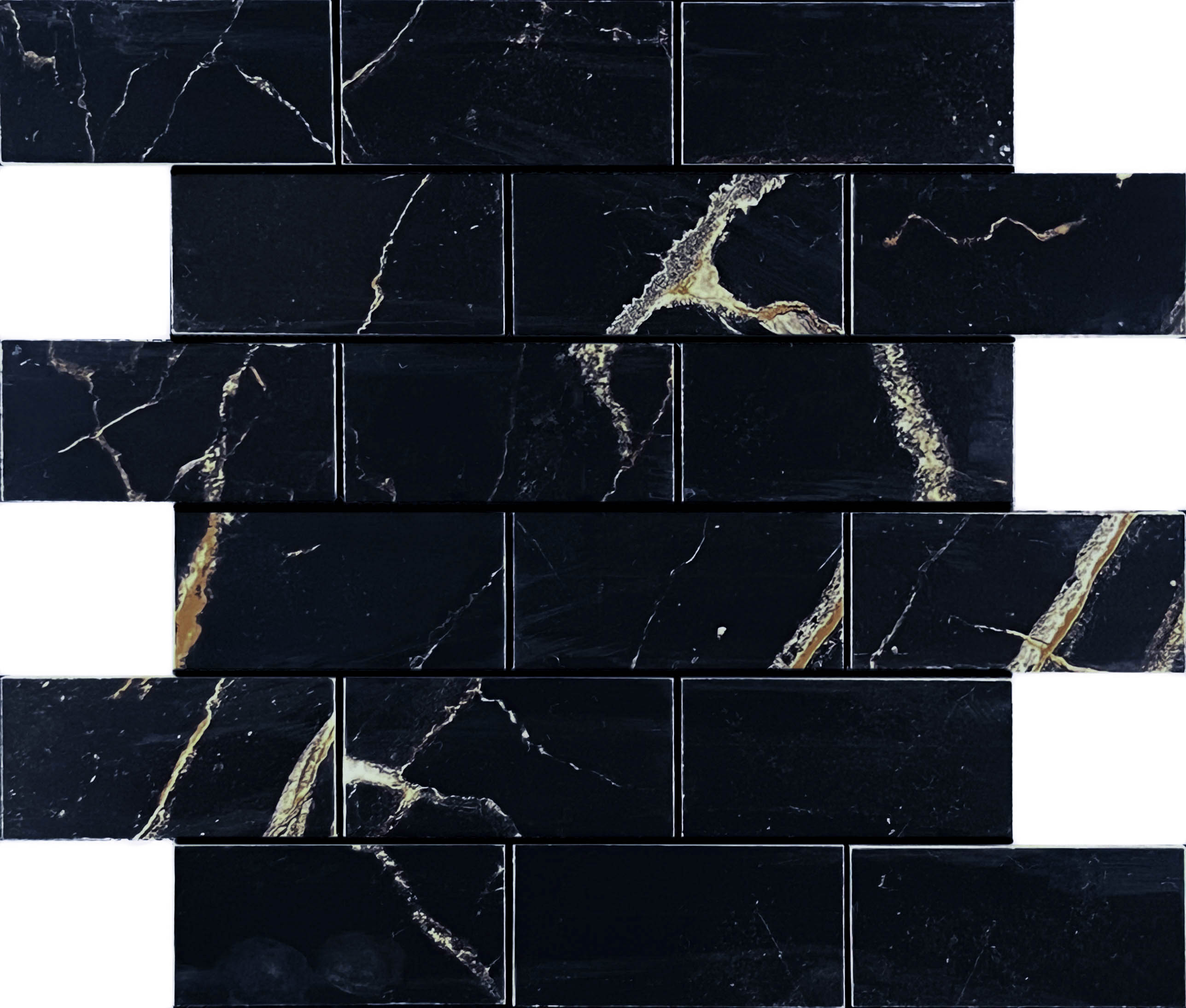 Mosaic Alcantro Nero Brick bone 34.6x29.7 Velsaa