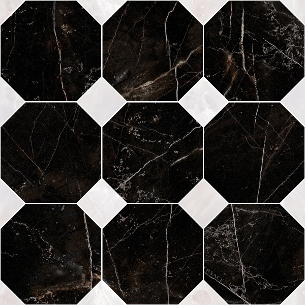 262612 MOSAICO OTTAGONO NERO AMASANTA 39x39 Versace (Gardenia Orchidea)