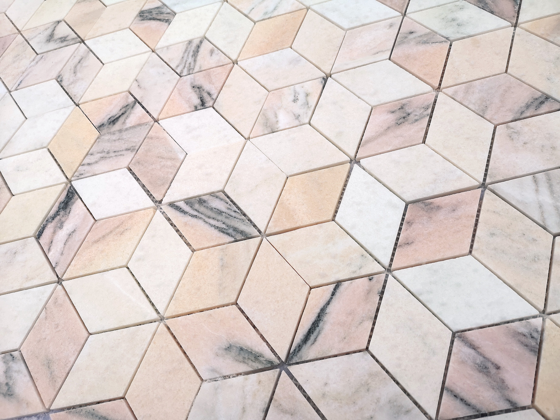 Rosa Salmone POL diamond 96x55x7 298x259 Caramelle Mosaic