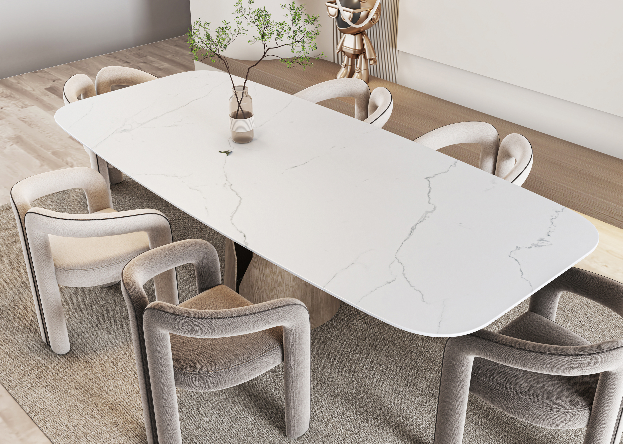 White Thin Lines Satin Спеченный камень 1200x2700x6 Delfone фото 6