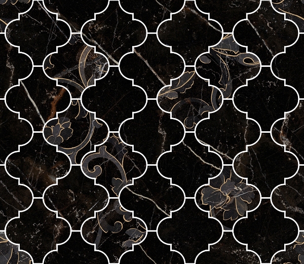 262622 MOSAICO ARABESCATO NERO AMASANTA 35x35 Versace (Gardenia Orchidea)